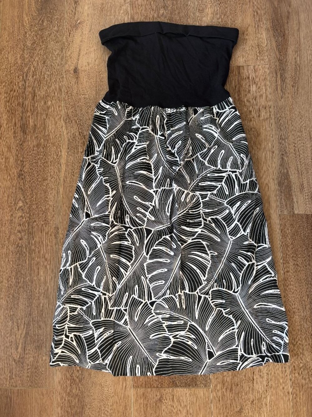 Puanani Strapless Printed Black Dress - Size L